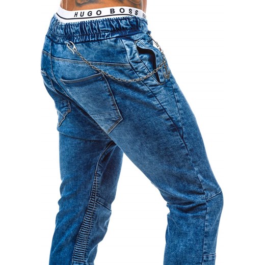 Niebieskie spodnie joggery męskie Denley 803