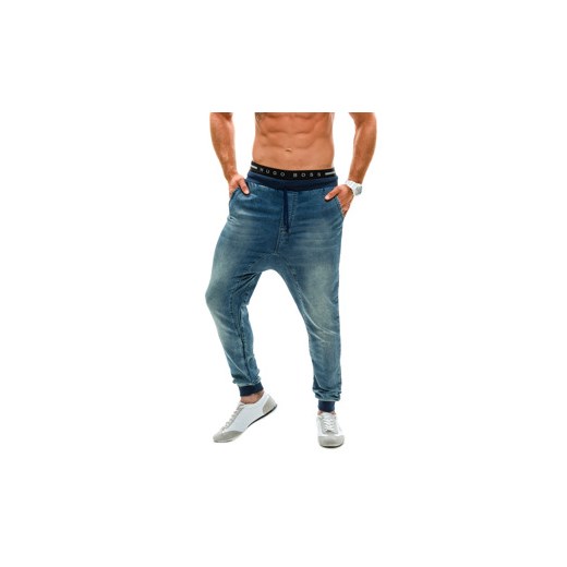 Spodnie jeansowe baggy męskie granatowe Denley 005