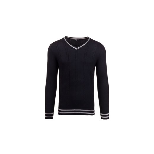 Czarny sweter męski w serek Denley 111V