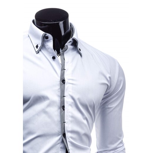 Biała koszula męska elegancka z długim rękawem Denley 1011
