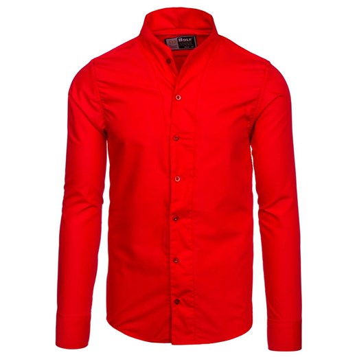 Koszula męska z długim rękawem czerwona Bolf 5702