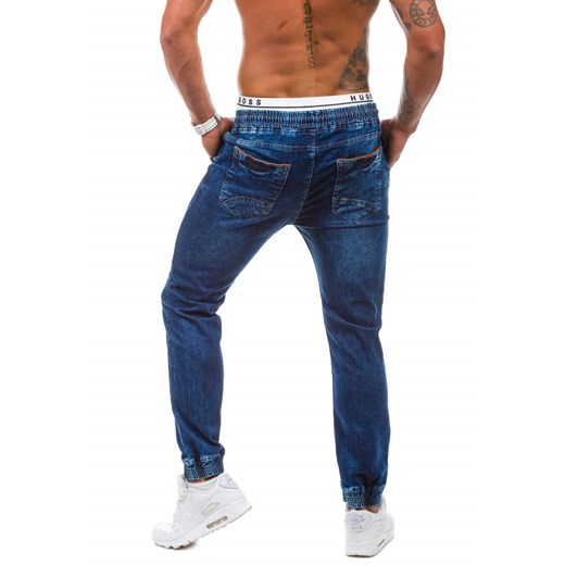 Granatowe spodnie jeansowe joggery męskie Denley 622
