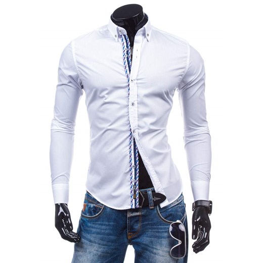 Biała koszula męska elegancka z długim rękawem Bolf 5820