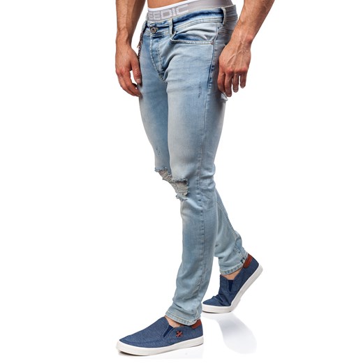 Błękitne spodnie jeansowe męskie Denley 308