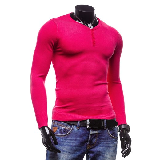 Różowy sweter męski w serek Denley 5036