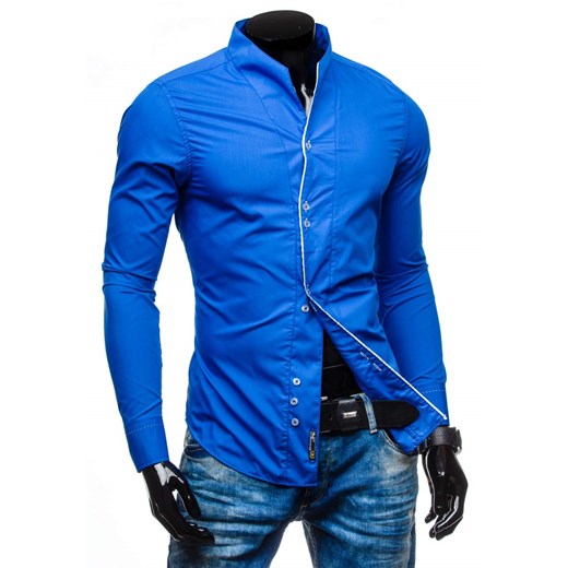 Kobaltowa koszula męska z długim rękawem Bolf 5720-1
