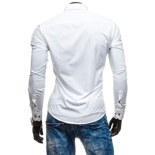 Biała koszula męska elegancka z długim rękawem Bolf 5793