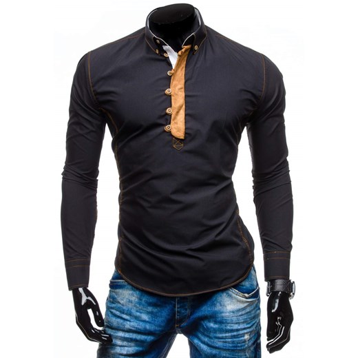 Czarna koszula męska z długim rękawem Bolf 5823