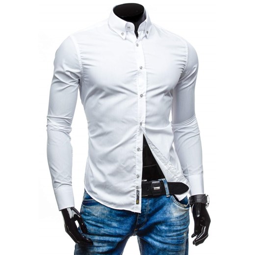 Koszula męska elegancka z długim rękawem biała Bolf 5821