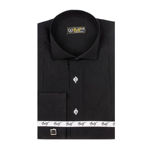 Czarna koszula męska elegancka z długim rękawem Bolf 5754