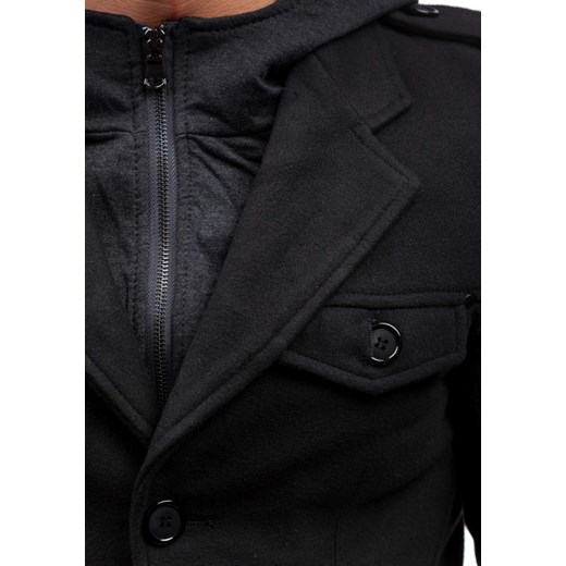 Czarny płaszcz męski zimowy Denley 8819
