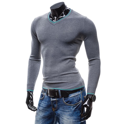Szary sweter męski w serek Denley B885