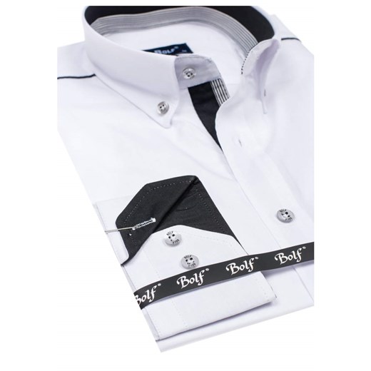 Koszula męska elegancka z długim rękawem biała Bolf 6875