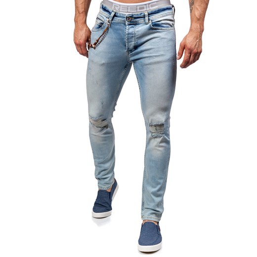 Błękitne spodnie jeansowe męskie Denley 308