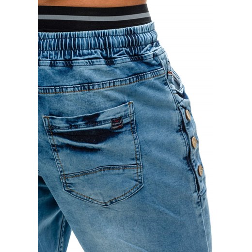 Jasnoniebieskie spodnie jeansowe joggery męskie Denley 604