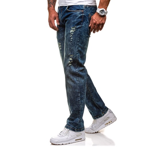 Granatowe spodnie jeansowe męskie Denley 4407