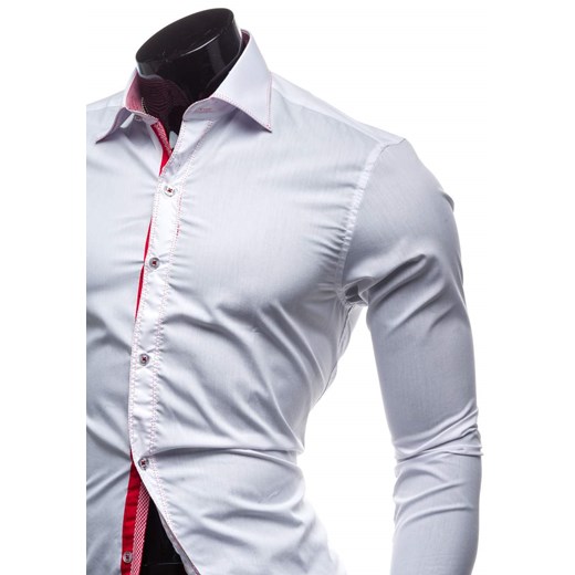 Biała koszula męska elegancka z długim rękawem Bolf 3760