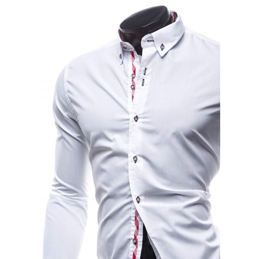 Biała koszula męska elegancka z długim rękawem Denley 0730
