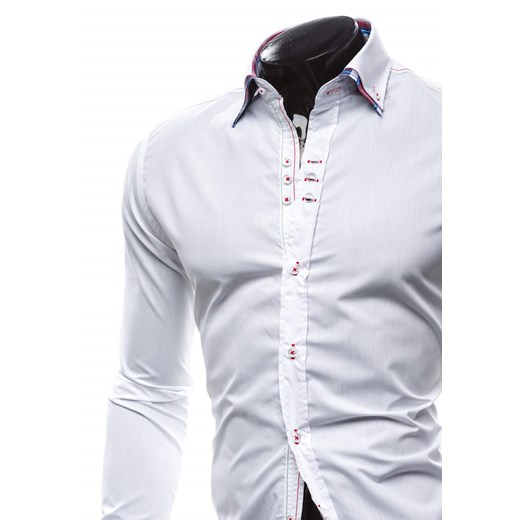 Biała koszula męska elegancka z długim rękawem Denley 3701