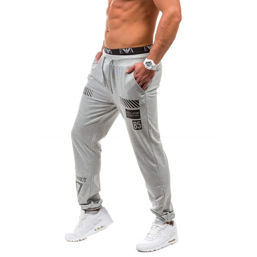 Szare spodnie dresowe męskie Denley 1062