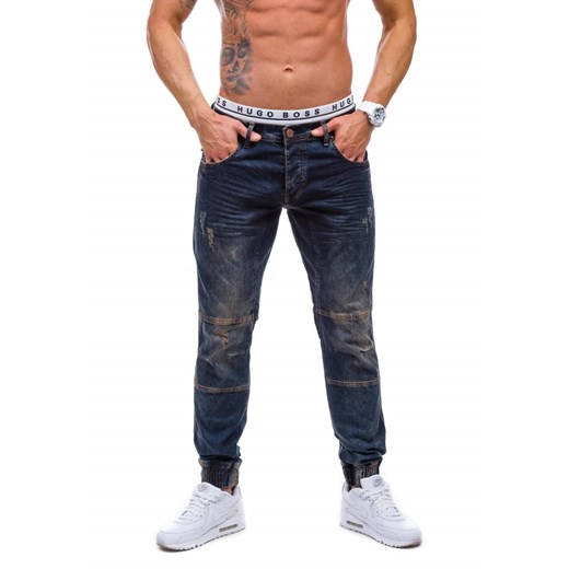 Granatowe spodnie jeansowe męskie Denley 1363