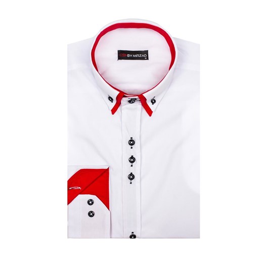 Biało-czerwona koszula męska elegancka z długim rękawem Denley 4727