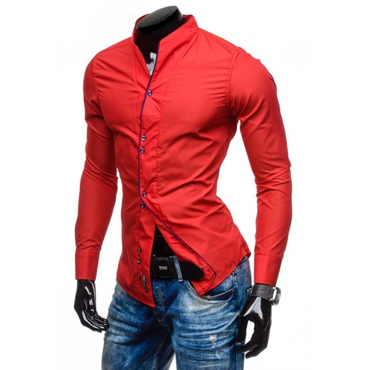 Czerwona koszula męska z długim rękawem Bolf 5720-1