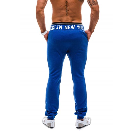 Niebieskie spodnie dresowe baggy męskie Denley NB814
