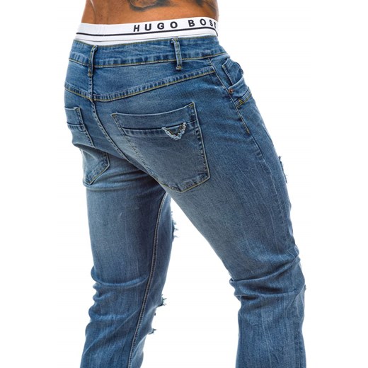 Niebieskie spodnie jeansowe męskie Denley 2842