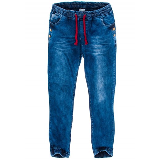 Granatowe spodnie jeansowe joggery męskie Denley 607