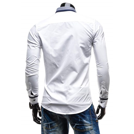 Biała koszula męska elegancka z długim rękawem Denley 4774