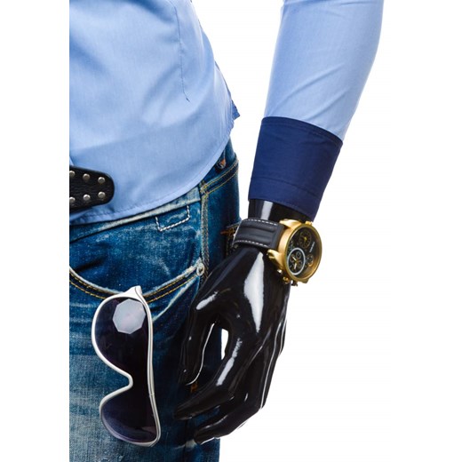 Błękitna koszula męska z długim rękawem Bolf 5807