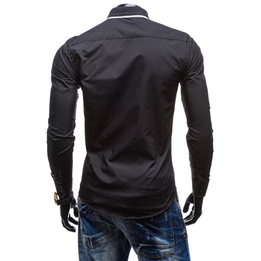 Czarna koszula męska elegancka z długim rękawem Bolf 5901