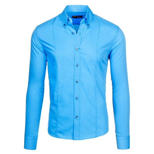 Koszula męska elegancka z długim rękawem niebieska Bolf 4705-1