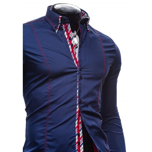 Granatowa koszula męska elegancka z długim rękawem Denley 5706