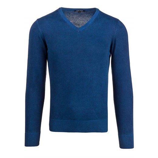 Granatowy sweter męski w serek Denley 6077