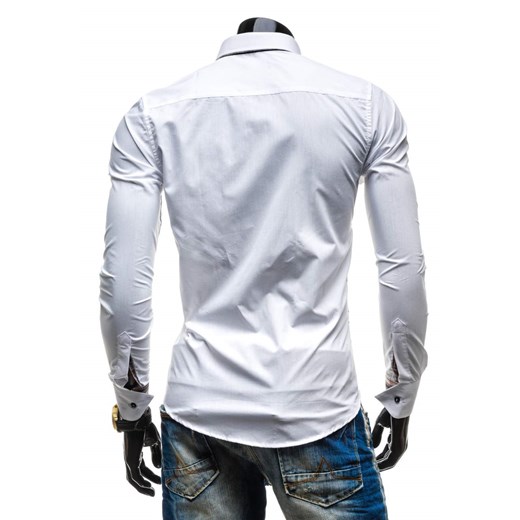 Koszula męska elegancka z długim rękawem biała Denley 4773