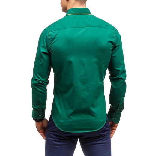 Zielona koszula męska elegancka z długim rękawem Bolf 4777