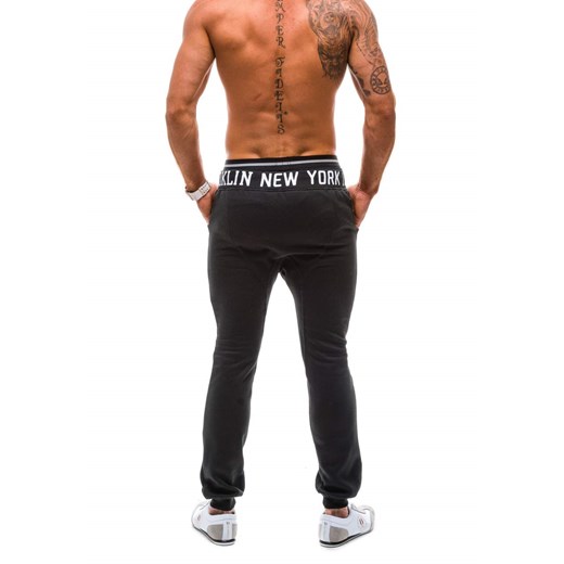 Czarne spodnie dresowe baggy męskie Denley NB814