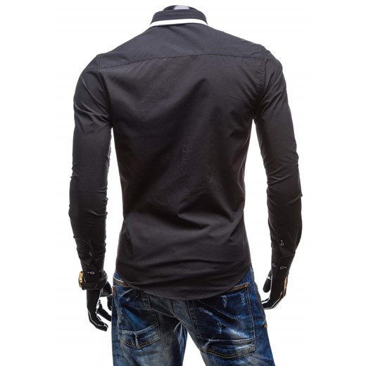 Czarna koszula męska elegancka z długim rękawem Bolf 5728
