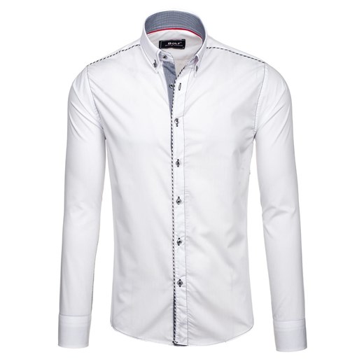 Koszula męska elegancka z długim rękawem biała Bolf 6918