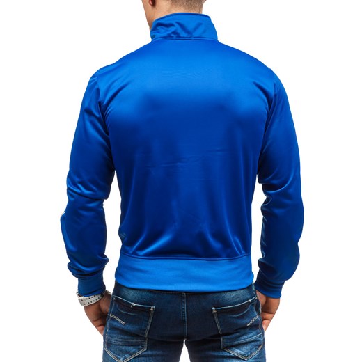 Niebieska bluza męska bez kaptura z nadrukiem Denley K561