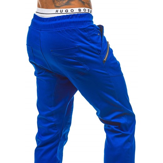 Kobaltowe spodnie jeansowe joggery męskie Denley 0425