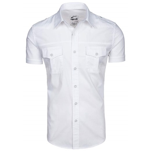 Koszula męska elegancka z krótkim rękawem biała Denley 078N