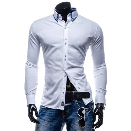 Biała koszula męska elegancka z długim rękawem Denley 211