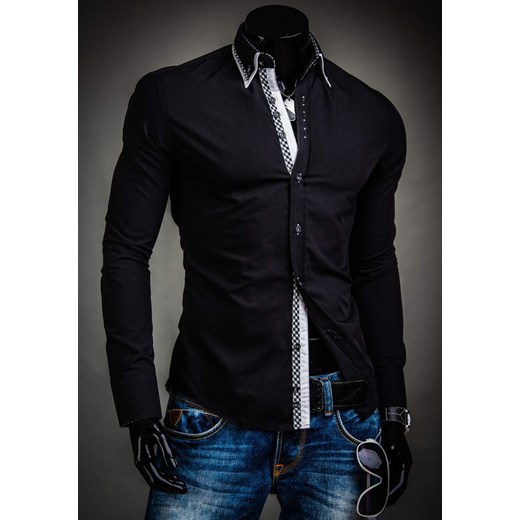Koszula męska elegancka z długim rękawem czarna Bolf 3704