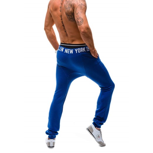Niebieskie spodnie dresowe baggy męskie Denley NB814