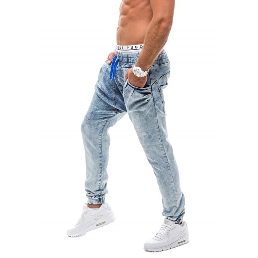 Błękitne spodnie jeansowe baggy męskie Denley 801