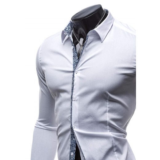 Koszula męska elegancka z długim rękawem biała Denley 7189