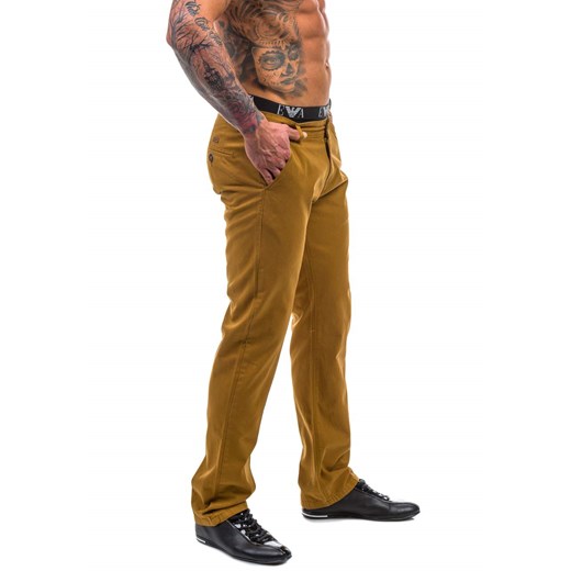 Camelowe spodnie chinosy męskie Denley 570
